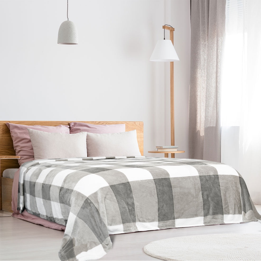 1 Pc Twin Extra Long Microfiber Flannel Fleece Bed Blankets Gray and White PiccoCasa Walmart