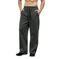 thumbnail image 3 of MXALUOB Wide Leg Sweatpants for Men Fleece Lined Straight Leg Open Bottom Drawstring Pant Solid Color Loose Fit Athletic Sweatpant, 3 of 6