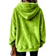 thumbnail image 5 of Hearthz Fuzzy Plush Hooded Sweatshirt for Women Solid Color Drop Shoulder Fleece Hoodies for Women Fall Winter Warm Women Sweatshirt with Pocket Green XL, 5 of 6