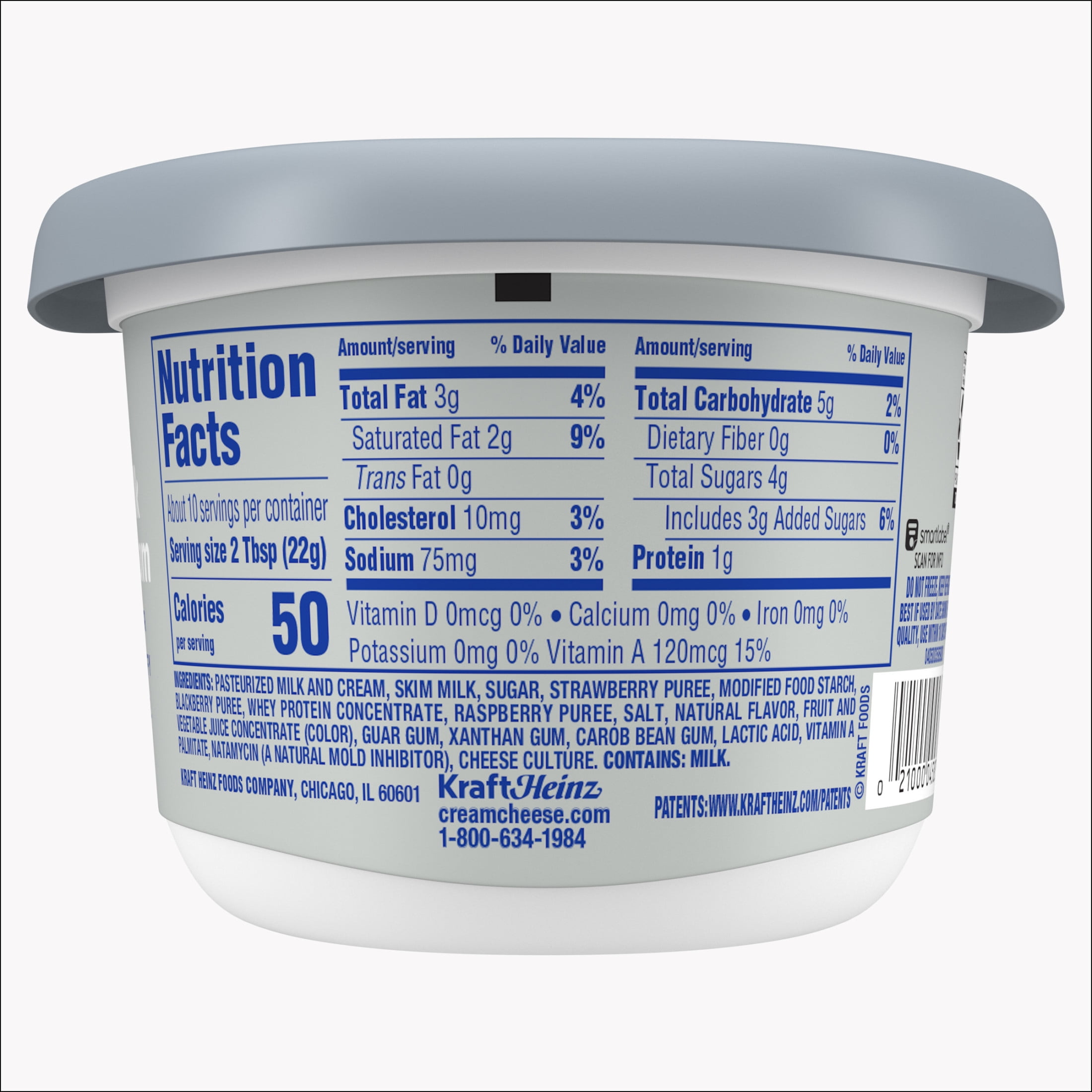 Philadelphia Whipped Flavored Cream Cheese Spread, 1 Tub, for Smooth, Spreadable Mornings, Mixed Berry Natural Flavor with Other Natural Flavor, No Artificial Preservatives, Flavors or Dyes, 7.5 oz