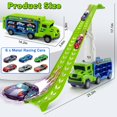 thumbnail image 2 of Truck Toys Car for 3, 4, 5, 6 Years Old Boys, Transport Truck Car Toy, Foldable 2 Layer Transport Car Toys with 27 in Race Track and 6 Metal Cars, Birthday Gifts for Toddler Boys Girls, 2 of 8