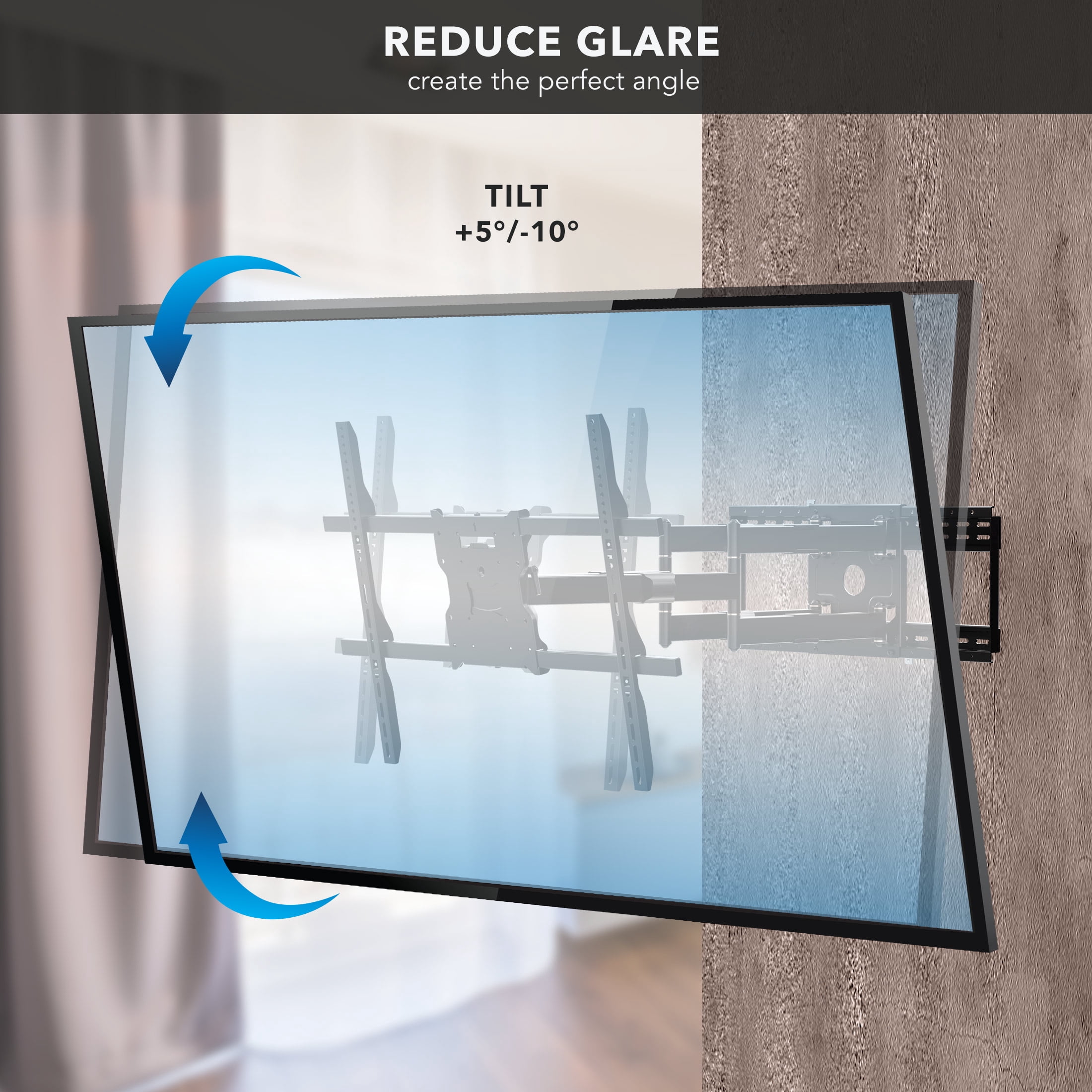 Mount-It! Heavy Duty Full Motion TV Wall Mount, 39" Extension, Fits 65" to 110" TV's, Capacity 275 lbs.  For Large and Heavy TV's