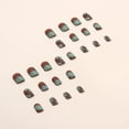 thumbnail image 3 of FCOGIN Short Squoval, 24 Pieces, Brown, Green, Acrylic False Nail Press on Nail, 3 of 6