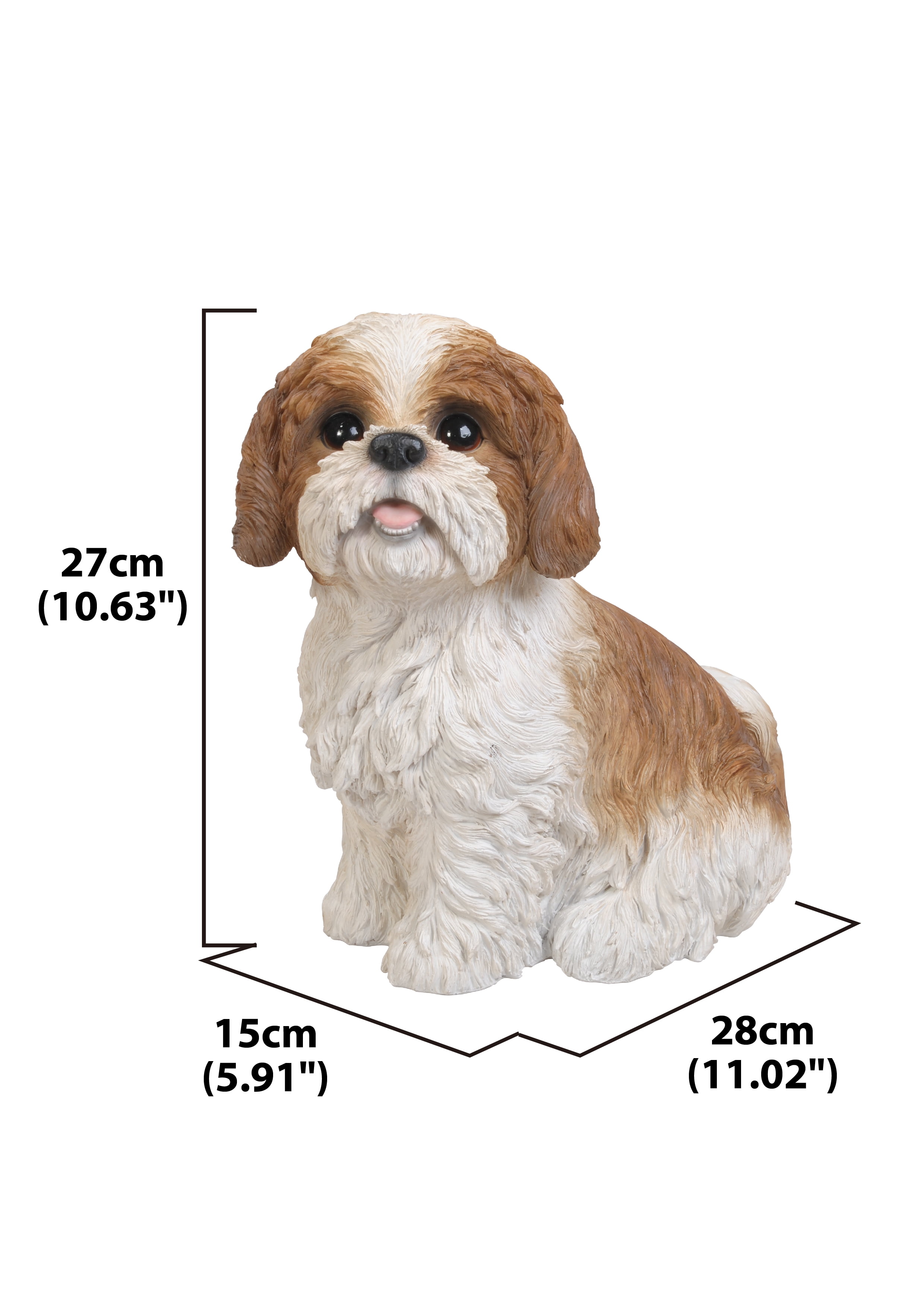 Hi- Line Gift 87762-BR Shih Tzu Sitting Brown/White Dog Statue