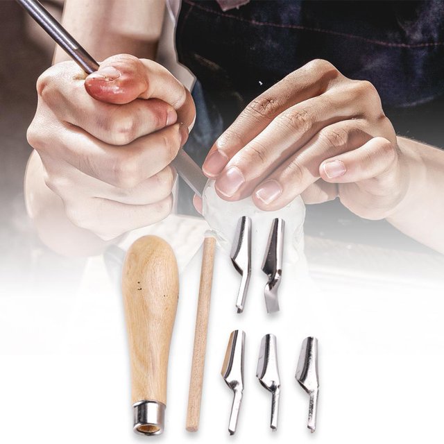 Cuchillos De Grabado Juego de cuchillos de grabado 7 en 1 para bricolaje, cuchillo de grabado en madera portátil, cortador de pluma de bisturí