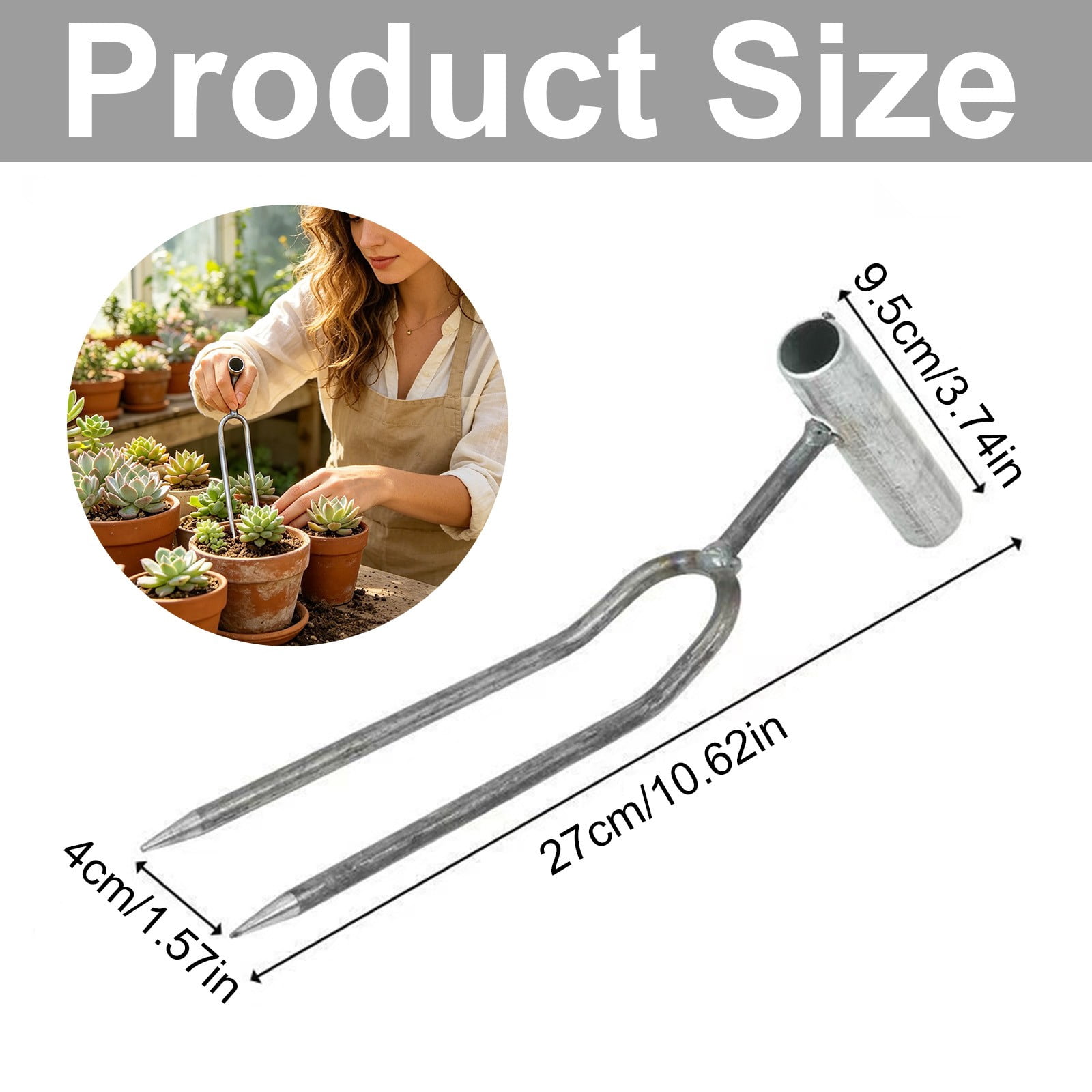 LYINGF 2 Tine Metal Prong Soil Loosening Fork Gardening Tool for Digging Weeding Aerating Soil In Vegetable Gardens,Heavy Duty Gardening Hand Tools for Digging, Loosening Soil, Weeding, Cultivating