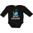 thumbnail image 3 of Inktastic Just Arrived Baby Boy Whale Boys Long Sleeve Baby Bodysuit, 3 of 5