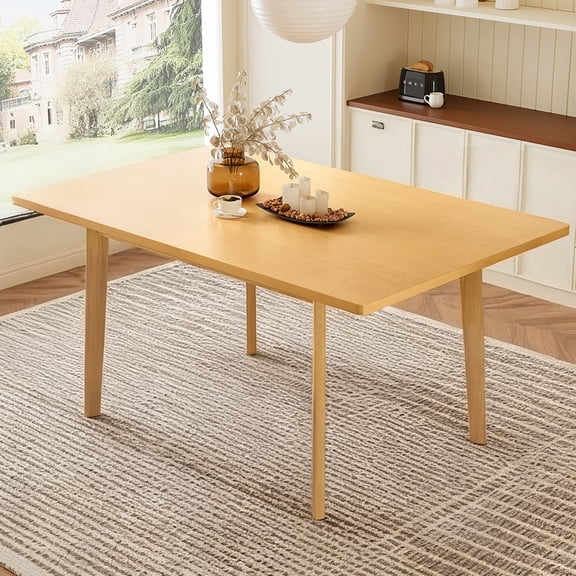 60" Rustic Farmhouse Dining Table, Solid Wood Frame, Minimalist Modern Dining Table for Kitchen, Dining Room, Living Room, Natural