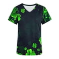 thumbnail image 5 of lcziwo Womens St. Patrick's Day Scrubs Tops Workwear V Neck Short Sleeve Print Nursing Uniform Casual Scrubs Shirts with Pockets 2025 Vacation Outfits Navy XL Lighten Sales of The Day, 5 of 6