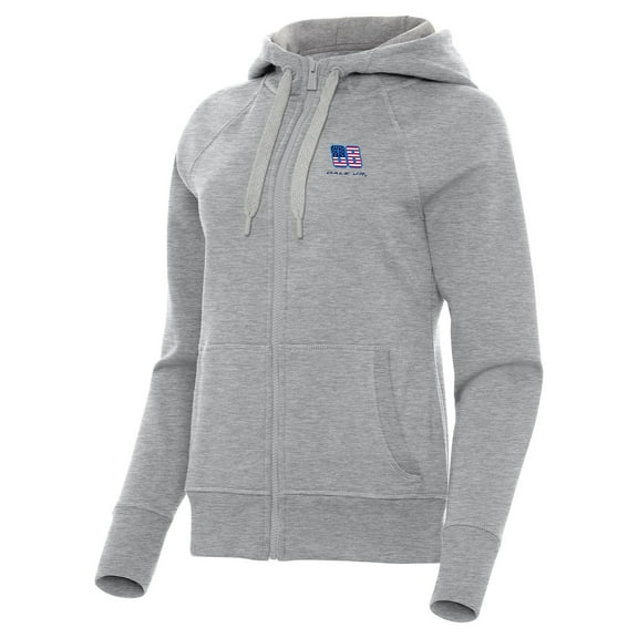 Women's-Antigua  Heather Gray Dale Earnhardt Jr. Victory Full-Zip Hoodie