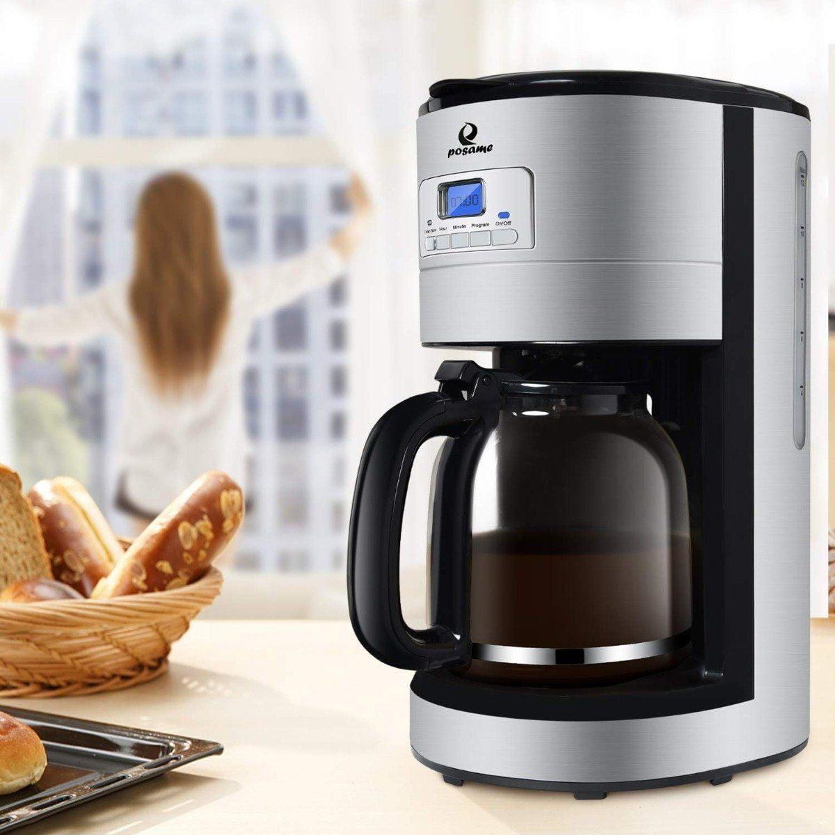 12-Cup Programmable Stainless Steel Coffee Maker - Walmart.com Stainless Steel Coffee Maker Walmart