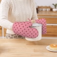 thumbnail image 7 of DouZhe Oven Mitts and Pot Holders Sets, Polka Dots Pink Brown Spots Prints Non-Slip Heat Resistant Kitchen Oven Silicone Glove, 7 of 7