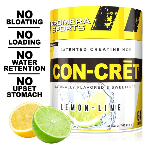 CONCRET Creatine HCL Lemon Lime, 64 Servings