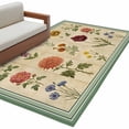 thumbnail image 2 of Colored Floral Washable Area Rugs 3'x5', Retro Colorful Flowers Linen Texture Low Pile Throw Living Room Rug Non-Slip Sturdy Edge Binding Carpet for Indoor Entryway Bedside Kitchen, 2 of 9