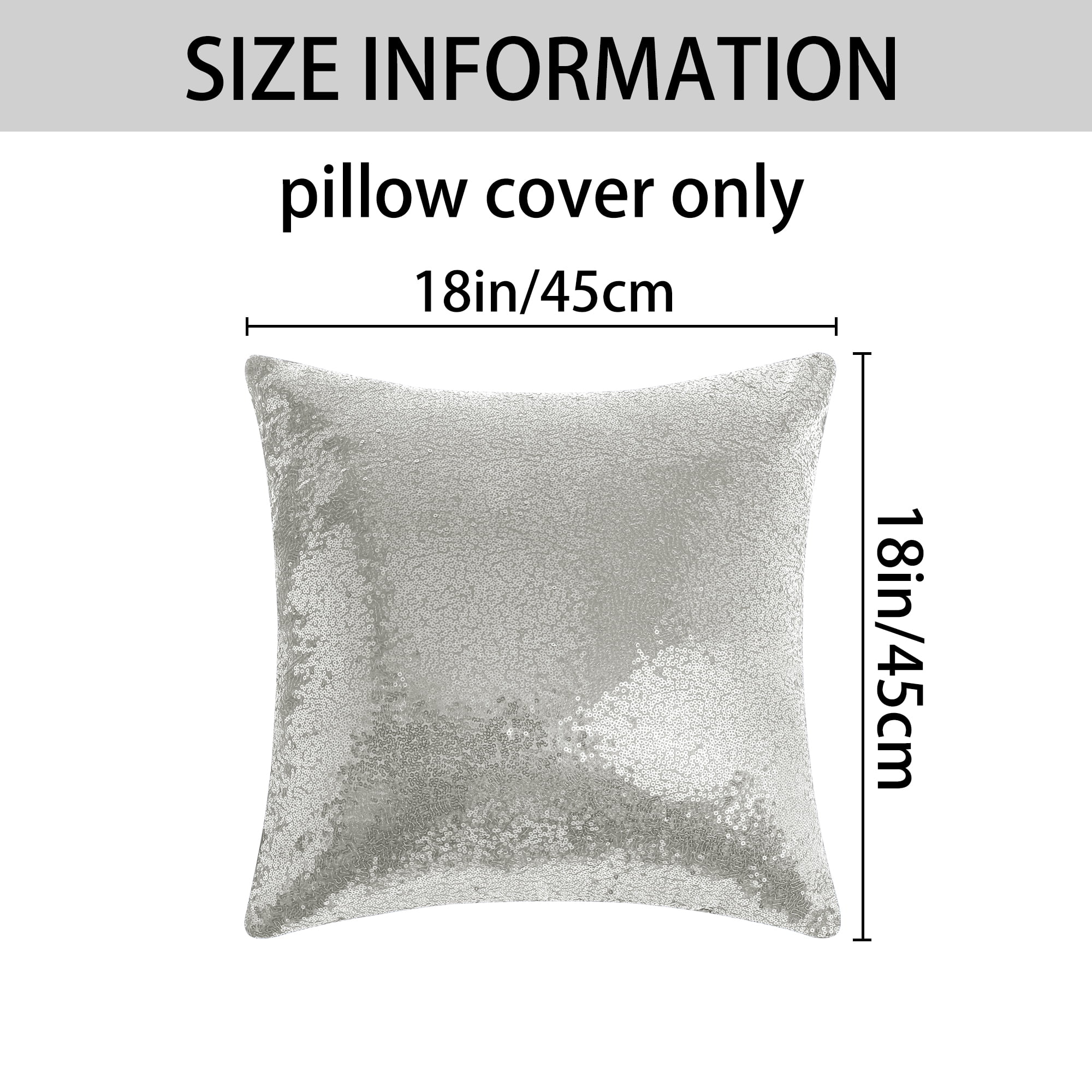 Unique Bargains Sequin Throw Pillow Covers 2 Glitter Decorative Pillow Cases Cushion Cover Silver 18" x 18"