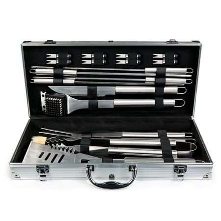 Best Choice Products BCP 19pc Stainless Steel BBQ Grill Tool Set With Aluminum Storage