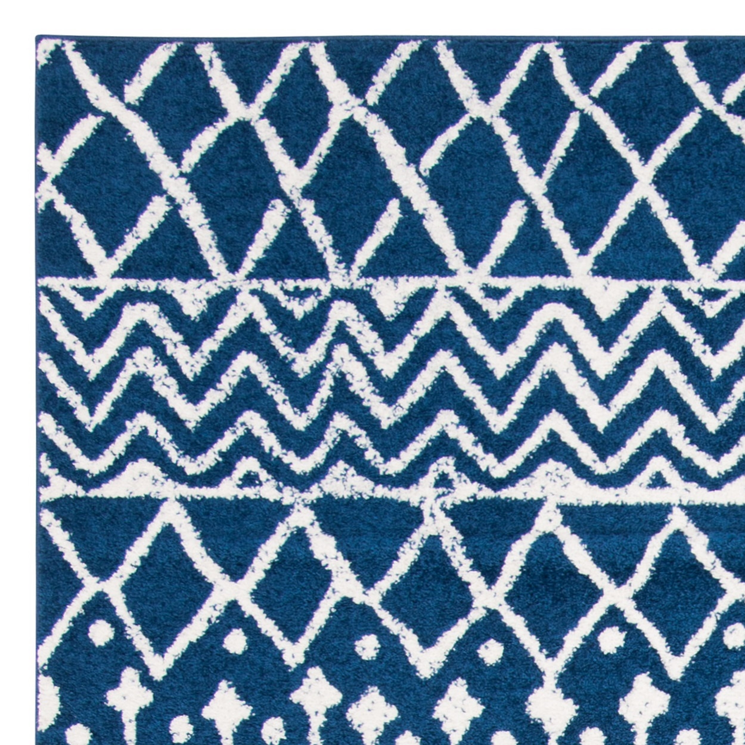 SAFAVIEH Tulum Glen Moroccan Geometric Area Rug, Navy/Ivory, 10' x 13'