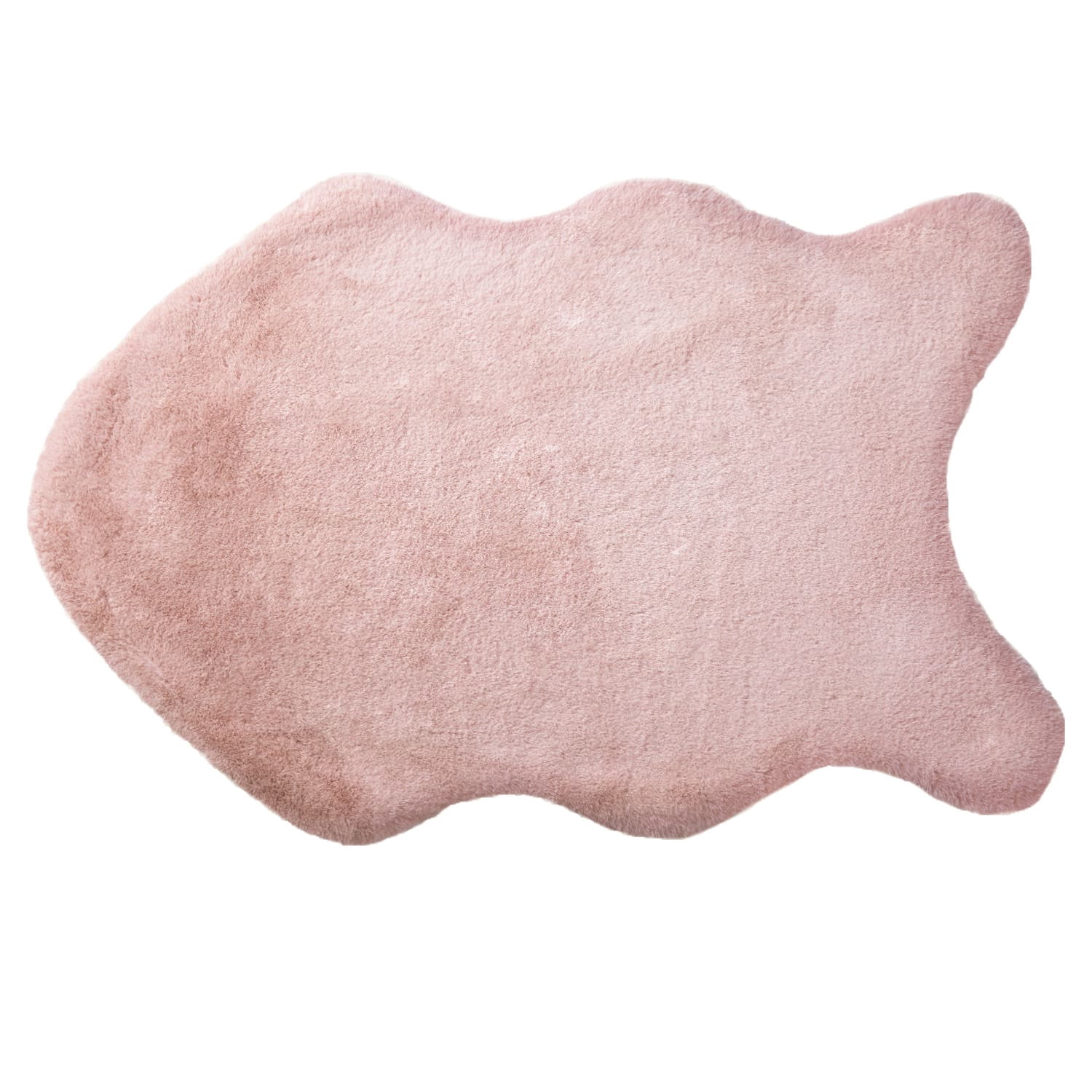 Phantoscope Deluxe Soft Faux Rabbit Fur Collection Asymmetrical Decorative Home Decor Modern Area Rug, Pink