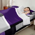 thumbnail image 4 of Manfei Abstract Geometric Queen Sheets, Purple Gray Black WhiteSquare Queen Sheet Sets, Black Reversible 4-Piece1 Flat Sheet + 1 Fitted Sheet + 2 Pillowcases, 4 of 6