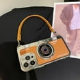 thumbnail image 3 of Case Compatible with iPhone 12,Cute 3D Vintage Camera Phone Case with Hand Strap Unique Cool Silicone TPU Case Shockproof Protective Case Women Girls for iPhone 12, 3 of 7