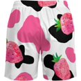thumbnail image 4 of Sunyuer Men's Swim Trunks with Compression Liner 2-in-1 Drawstring Swimming Shorts Quick Dry Beach Board Shorts with Pockets, Cow Print Strawberries, L, 4 of 8