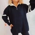thumbnail image 4 of EGNMCR Chandail Col Rond pour Femmes, Chandail pour Femmes Fermeture Éclair Contrastée Tricot Col Rond Blouse pour Femmes, 4 of 7