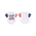 thumbnail image 3 of Aojekbee Baby Girls Boys Romper, Short Sleeve Crew Neck Letters Print Summer Bodysuit Clothes for Independence Day, 3 of 10