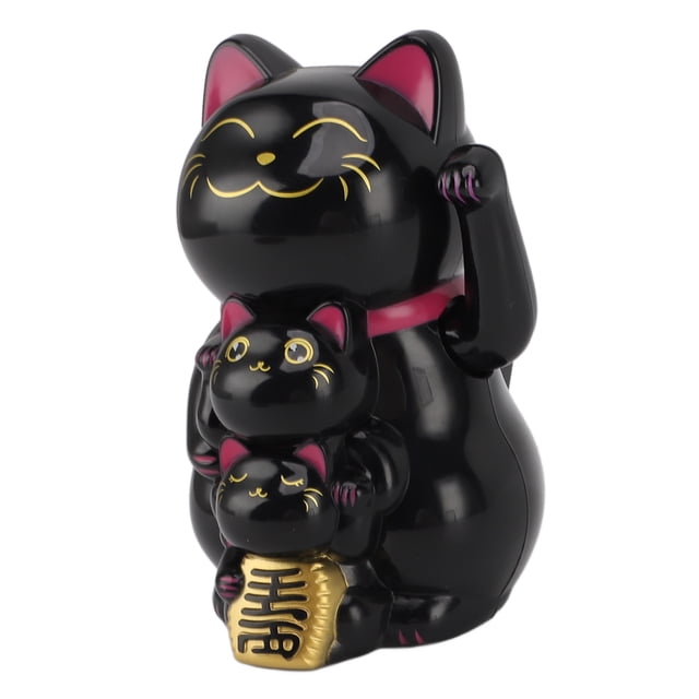 Fortune Cat Ornament, 4.5in Solar Powered Smiling Cat, Automatic Hand Waving Fortune Cat With Storage Box For Desk Window Car Dashboard Home Restaurant Hotel Cafe