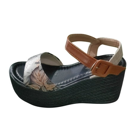 

Women s Summer Fashion Thick Bottom Open Toe Slope Heel One Buckle Sandals Casual Comfortable Outdoor Sandals