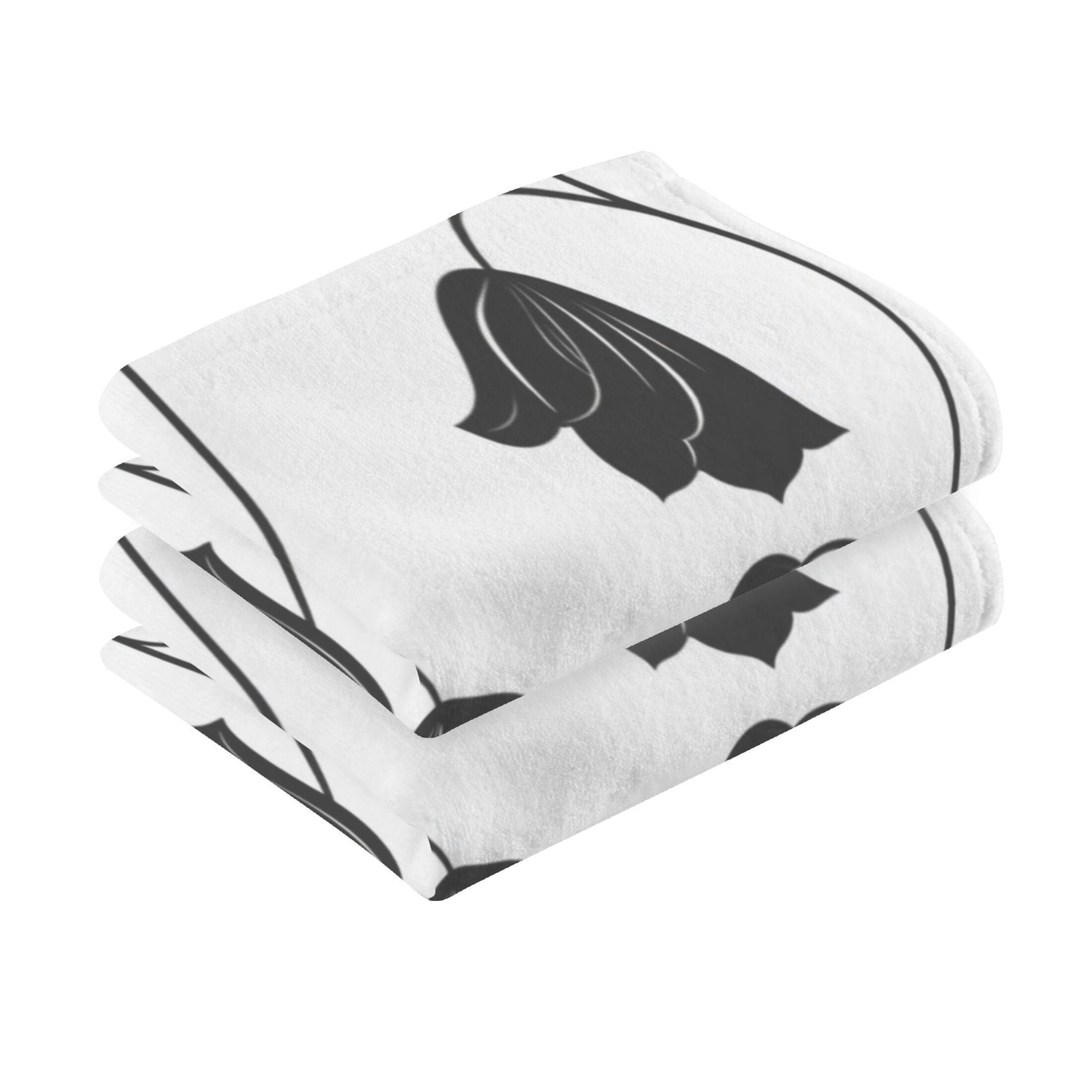 Cotton Towel Two-Piece 16x28 Inch One Sizex2 Face Towel Set Towel Set Cotton Hand Bath Towel Bathroom Beach Black Flower