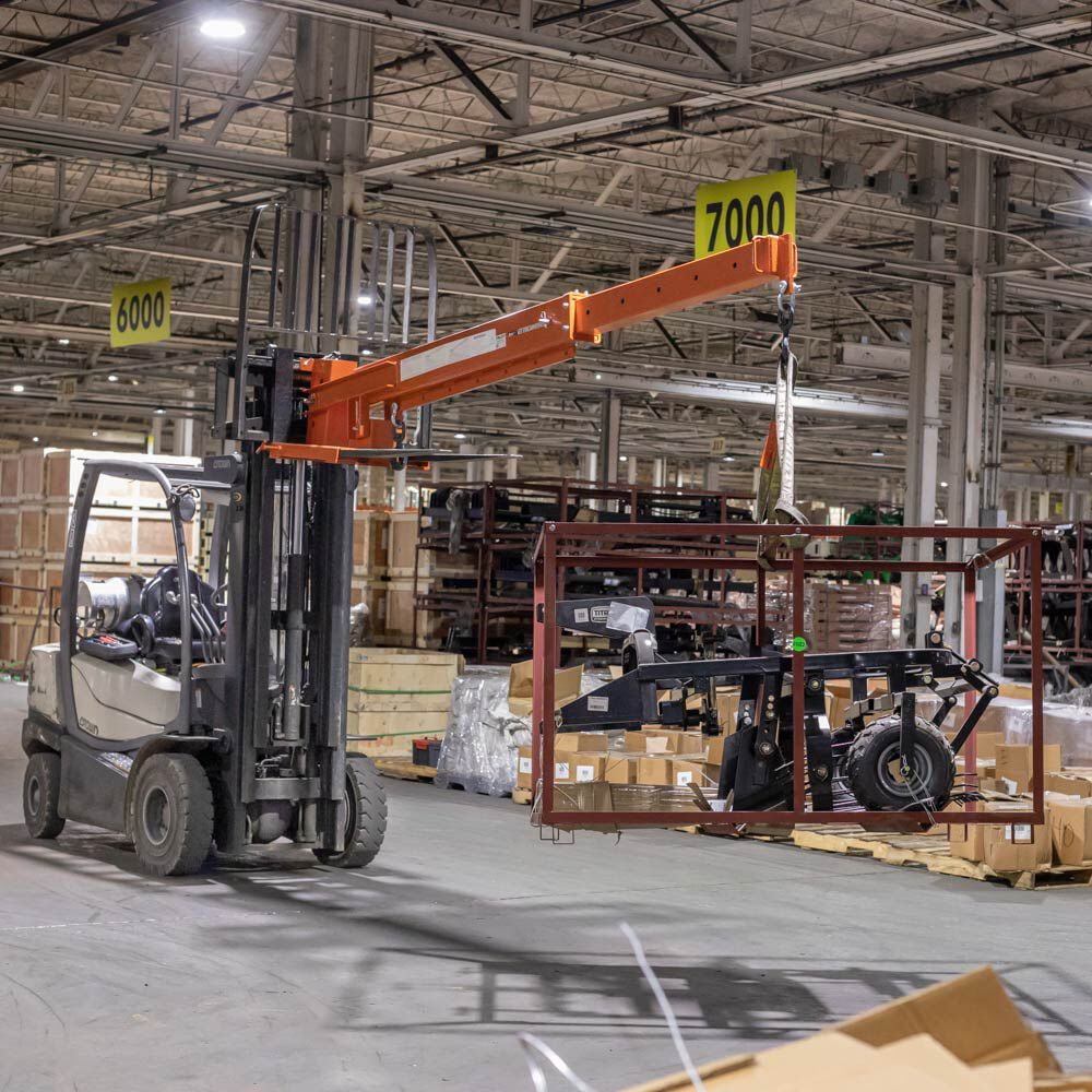 Titan Attachments Fork Mounted Jib Boom Crane: 6,000 lb Max Load Capacity, 138 in Max Length