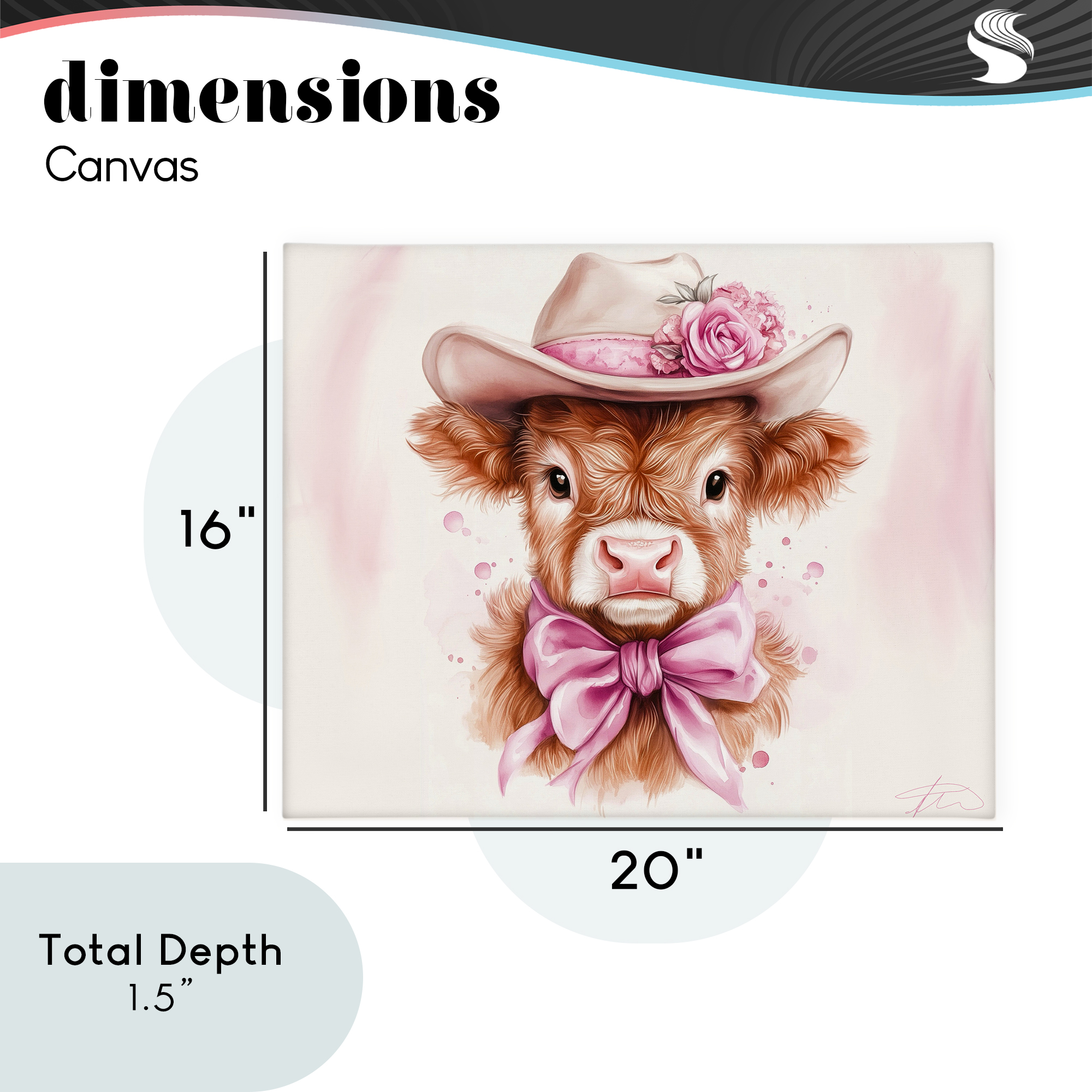 Pretty In Pink Cow Canvas Wall Art, design by Shawna Stewart