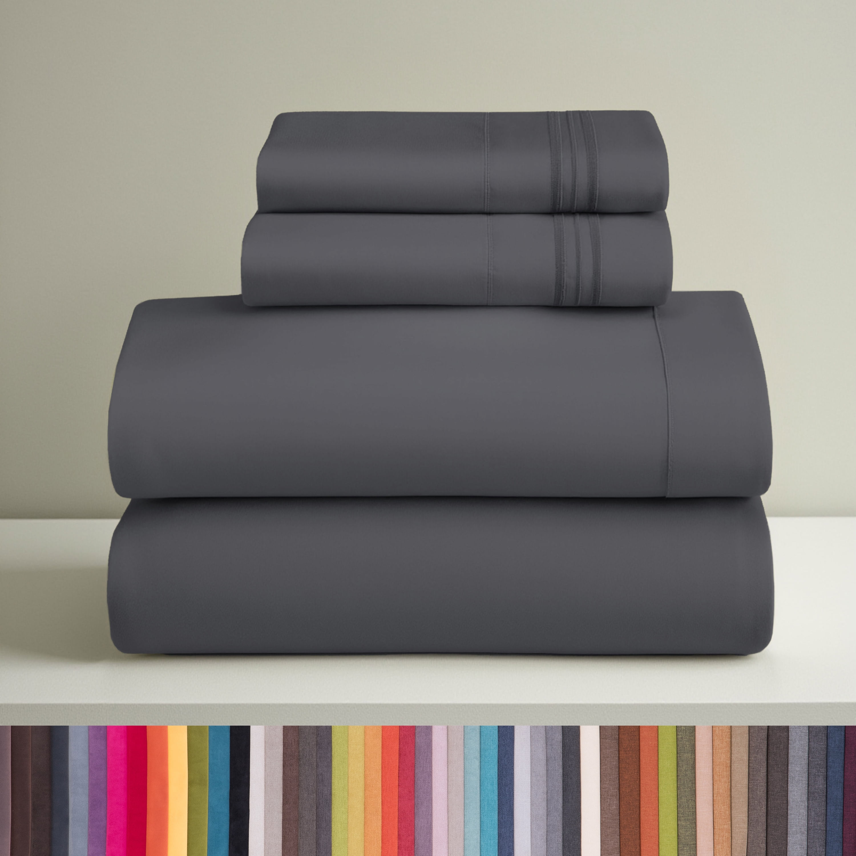 Clara Clark Queen Sheets Set, 1800 Series 4 Piece Deep Pocket Sheets, 100% Soft Microfiber Bed Sheets Set, Gray