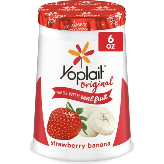 Yoplait Original Low Fat Strawberry Banana Yogurt Cup, Made with Real Fruit, 6 oz