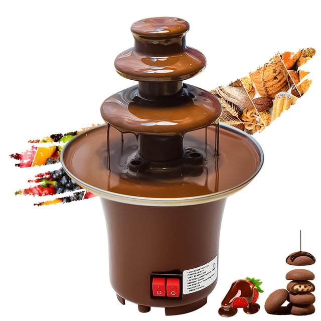 Fuente de Fondue de Chocolate, Mini Fuente de Chocolate, Fuente de Chocolate de 3 Niveles, Máquina Fuente para Queso, Acero Inoxidable Fuente de Fondue Chocolatem, Máquina de Fuente de queso Familiar