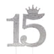 thumbnail image 1 of Decoración para tarta con corona de princesa de quinceañera, dulce fiesta de 15 cumpleaños (plata), 1 of 5