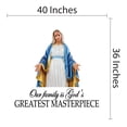 thumbnail image 2 of RELIGION - Our Family Is God's Greatest Masterpiece - Home Living Room Inspirational Religious Quotes Décor Mother Mary Statue Image Design Vinyl Wall Decal Sticker 40" x 36", 2 of 4