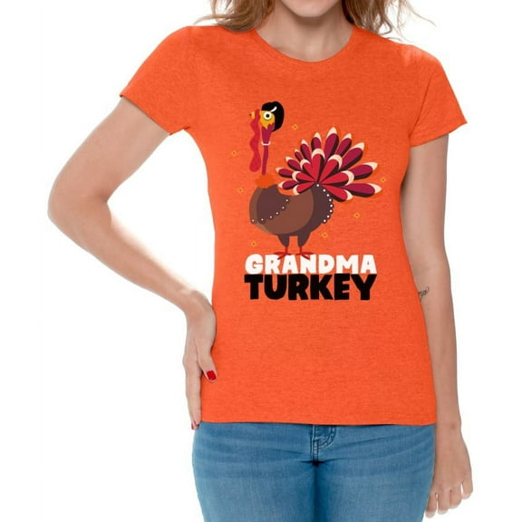 Grandma Turkey Women Shirt - S M L XL 2XL 3XL - Funny Thanksgiving Tshirts for Women Holiday Graphic Tee Gift