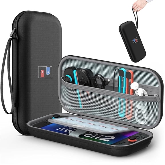 Carrying Case for Nintendo Switch 2 ( 2025 ), Hard EVA Travel Case with 10 Game Storage & Accessory Pockets (Black)