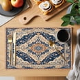 thumbnail image 2 of Vintage Floral Placemats Set of 8, Navy Brown Classical Ethnic Bohemian Non-Slip Place Mats Washable Table Mats for Kitchen Dining Table Decorations Indoor/Outdoor, 2 of 9