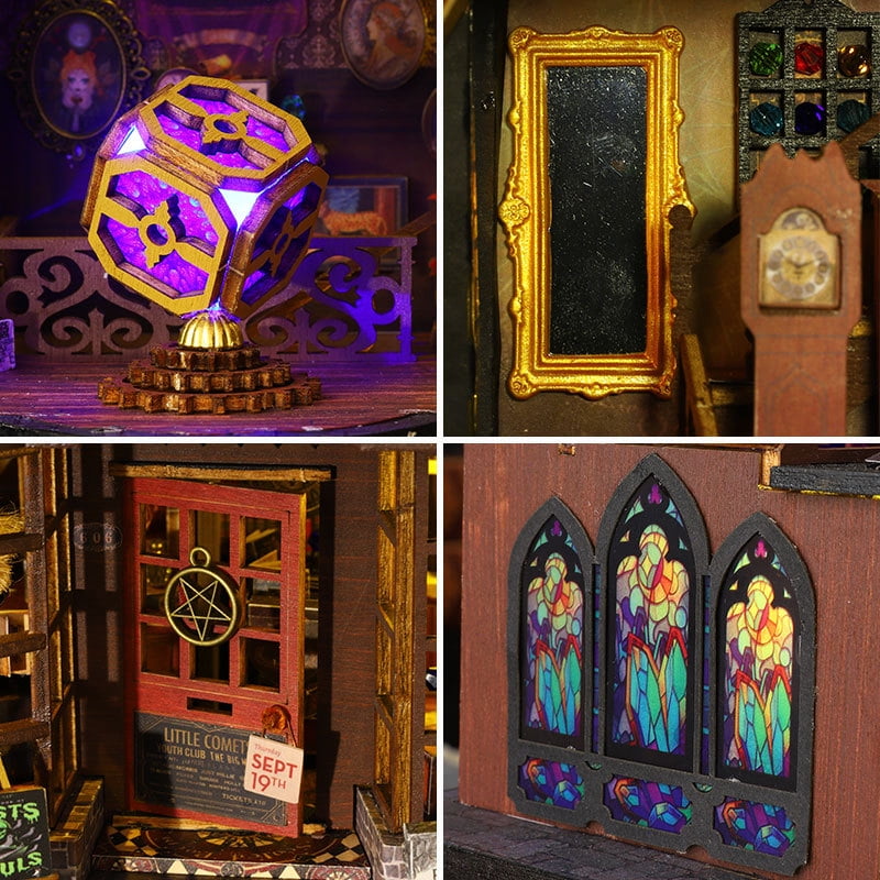 MOJINO Book Nook Kits for Adults, DIY Miniature House Kit 3D Puzzle Doll House Bookends, Creative Tiny House Book Nook Bookshelf Decor, Valentine's Gift Weddings Decor