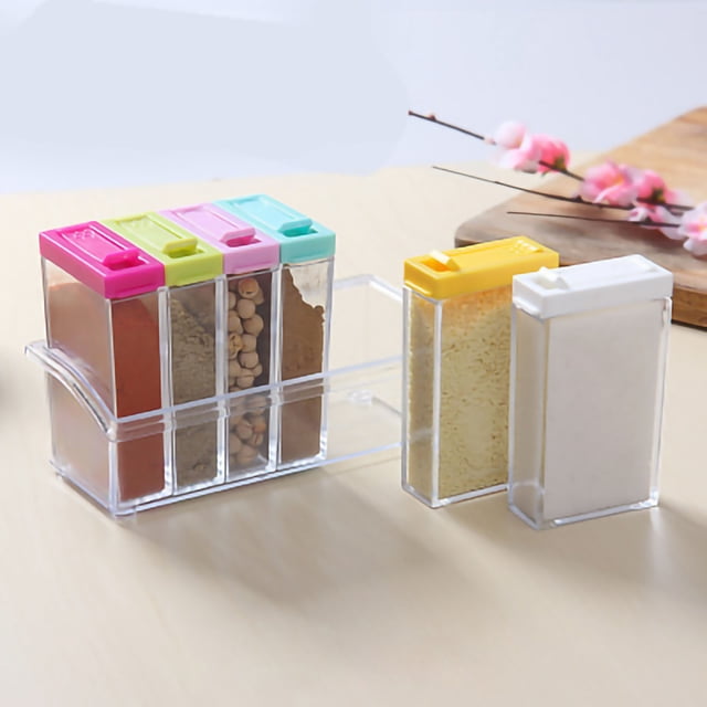 Macetas de especias para cocina, coctelera, caja de condimentos, tarros de condimentos, bandeja de almacenamiento, organizador para sal, azúcar, pimienta, anís estrellado y comino