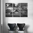thumbnail image 3 of TISHIRON 3PCS Framed Canvas Wall Art Set,36"x24" Black and White Country Cabin Canvas Art Decor, 3 of 7