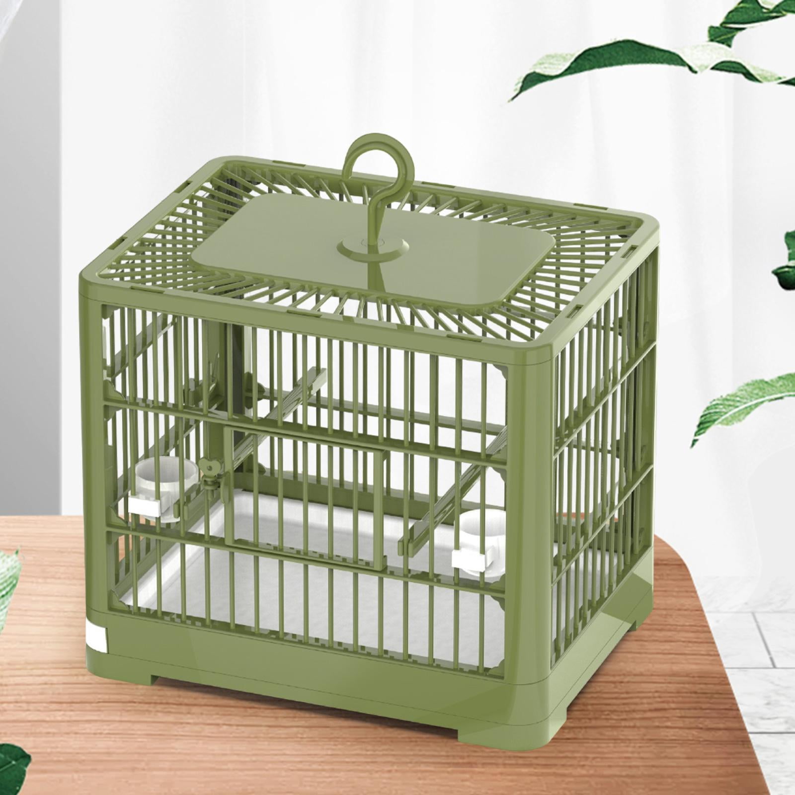 Gazechimp Bird Cage, Portable Birdcage with Standing Pole, Pets Accessories ,Folding Parrot Nest Parrot Travel Cage for Indoor Outdoor green