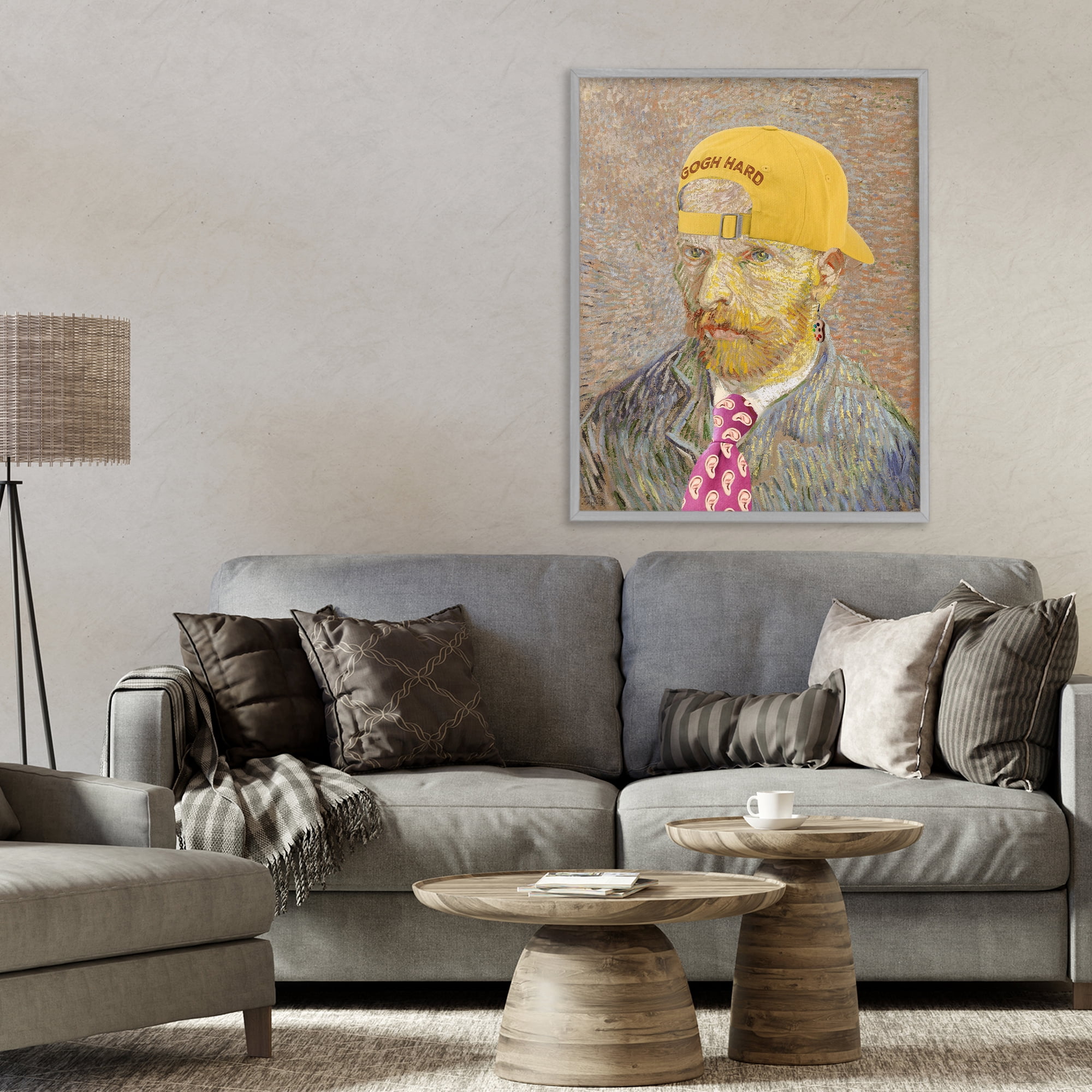 Van Gogh in Yellow hat Gray Framed Giclee Art, design by Masters Redux