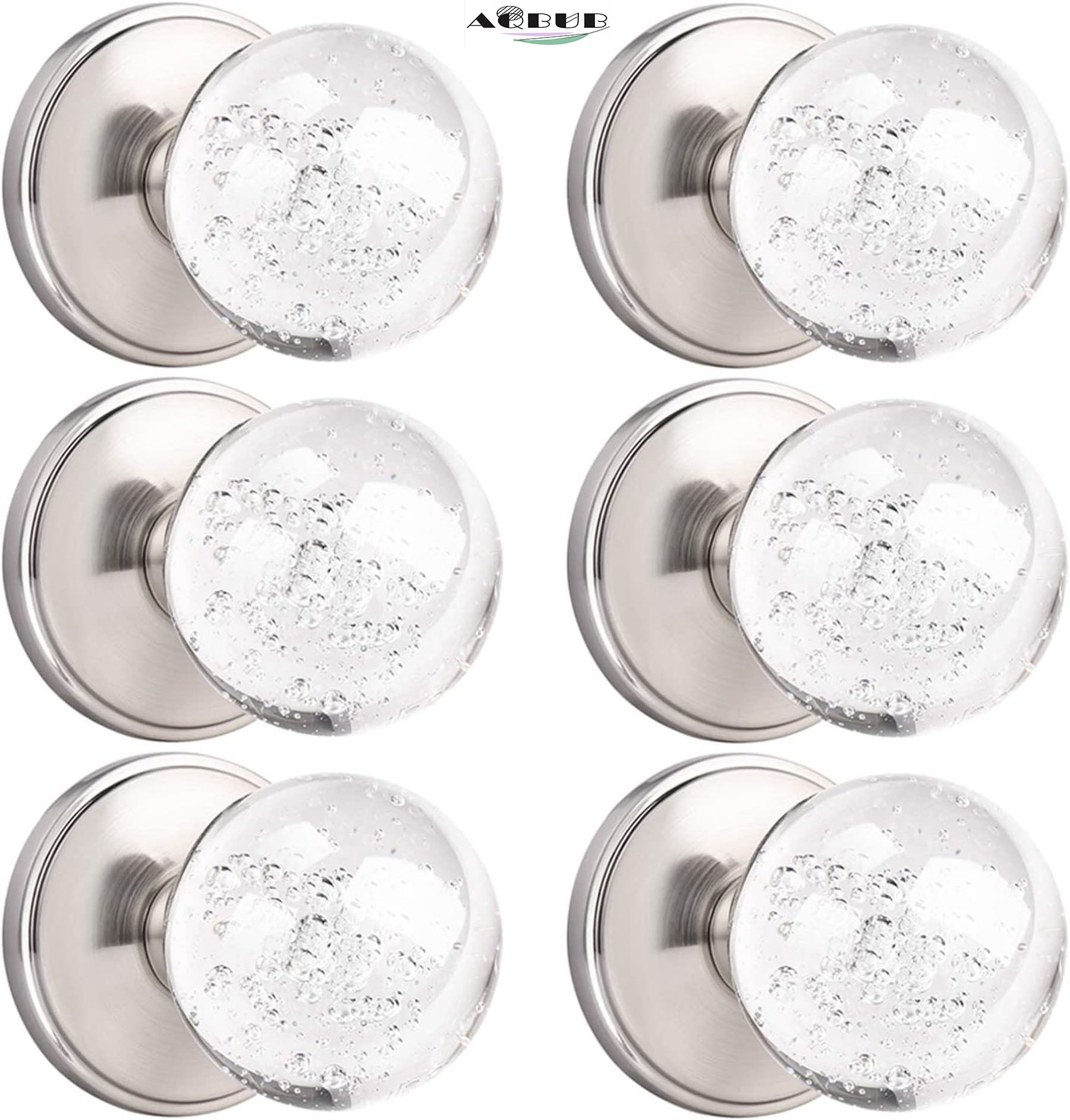 6 sets of crystal door handles for French doors, transparent glass