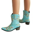 thumbnail image 5 of Mostsola Floral Embroidery Cowboy Boots for Women Snip Square Toe Ankle Boots Pull on Short Booties, 5 of 8