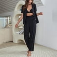 thumbnail image 4 of Pajamas Women's Long Sleeve Pj Set Soft 2 Piece Loungewear Sleepwear with Jogger Pants XS-3XL,Black,S, 4 of 9