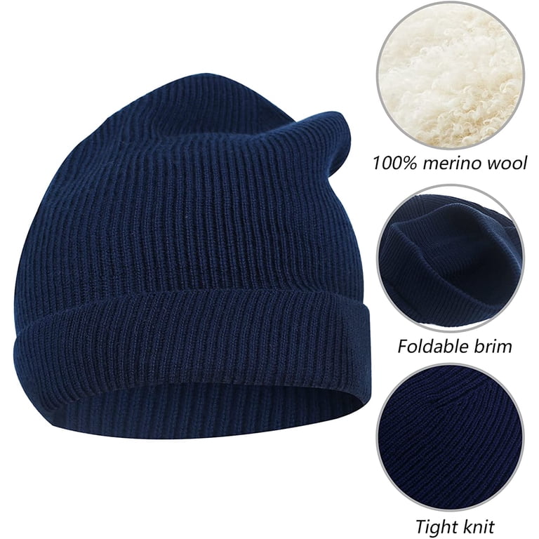 Knit Beanie Hat 100% Merino Wool Unisex Warm Winter Caps  display picture 1
