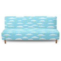 SCRAWLGOD Cloud Stars Print Blue Futon Cover Armless Sofa Covers Sofa Bed Covers Stretch Futon Couch Cover Sofa Slipcover Furniture Protector Thick Soft Stay in Place